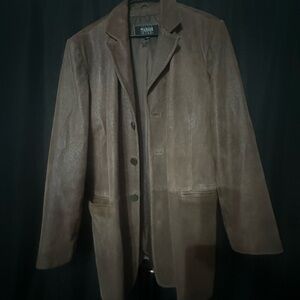 Wilson Leather Dark Brown Leather Blazer Coat